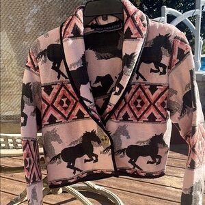 New IdentityPink and Black Horse Patterned Jacket cropped